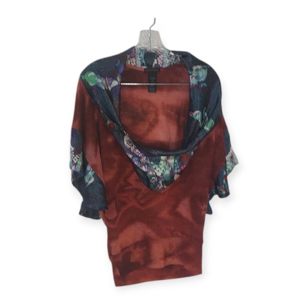 Y2K Custo Barcelona Shirt Cowl Neck - Loose Fit - Free Size Small to Large